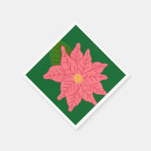 Pink Christmas Poinsettia  スタンダードカクテルナプキン (角)