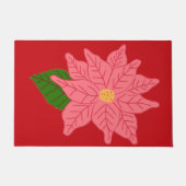 Pink Christmas Poinsettia  ドアマット (正面)