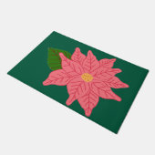 Pink Christmas Poinsettia  ドアマット (アングル)