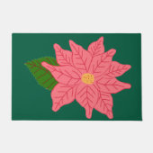 Pink Christmas Poinsettia  ドアマット (正面)