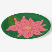 Pink Christmas Poinsettia  ペーパープレート (アングル)