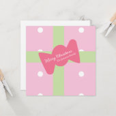 Pink Christmas Present Family  カード (正面/裏面インサイチュ)