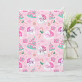 Pink Christmas Santa Clau & Tree Seamless Pattern 招待状 (スタンド正面)