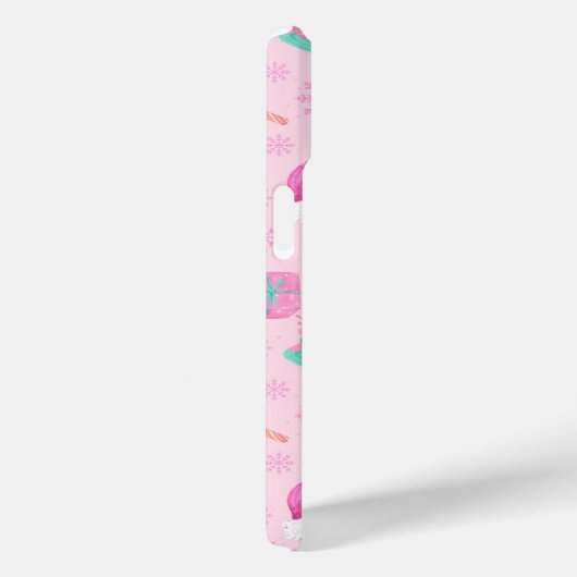 Pink Christmas Santa Clau & Tree Seamless Pattern Case-Mate iPhoneケース (裏面 / 右)