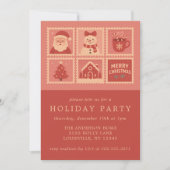 Pink Christmas Stamp Collage Invitations 招待状 (正面)