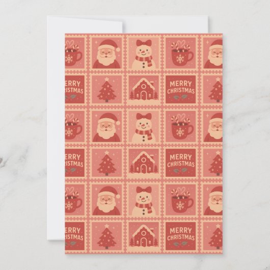 Pink Christmas Stamp Collage Invitations 招待状 (裏面)