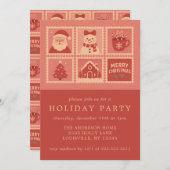 Pink Christmas Stamp Collage Invitations 招待状 (正面/裏面)