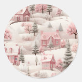 Pink Christmas sticker ラウンドシール (正面)