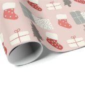 Pink Christmas Stockings Wrapping Paper  ラッピングペーパー (ロールコーナー)