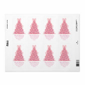 Pink Christmas Tree and Bow Return Address ラベル (フルシート)