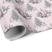 Pink Christmas Tree and Candle Wrapping Paper ラッピングペーパー (ロールコーナー)