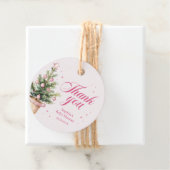 Pink Christmas Tree Baby Shower Thank You フェイバータグ (インサイチュ)