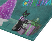 Pink Christmas Tree Black Cat Wrapped Present Teal カッティングボード (角)