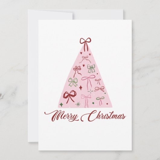Pink Christmas Tree Card 招待状 (正面)