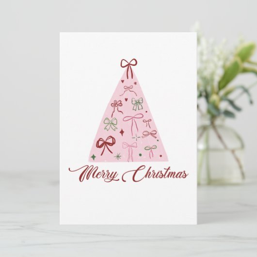 Pink Christmas Tree Card 招待状 (スタンド正面)