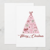 Pink Christmas Tree Card 招待状 (正面/裏面)