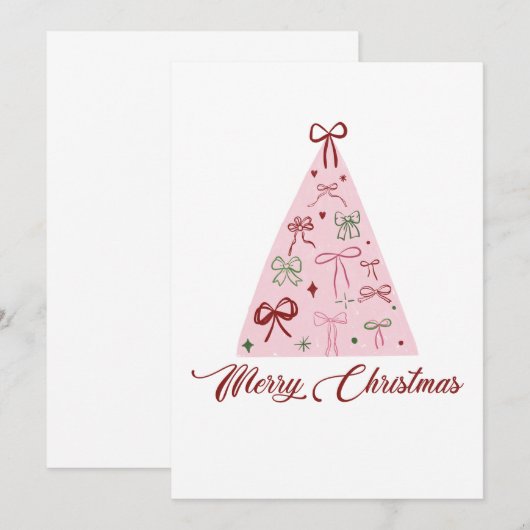 Pink Christmas Tree Card 招待状 (正面/裏面)
