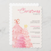 Pink Christmas Tree Christmas Party Invitation 招待状 (正面/裏面)