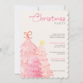 Pink Christmas Tree Christmas Party Invitation 招待状 (正面)