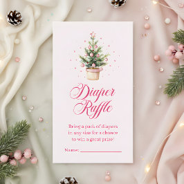 Pink Christmas Tree Diaper Raffle Baby Shower エンクロージャーカード