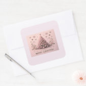 Pink Christmas Tree Merry Christmas  スクエアシール (封筒)