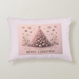 Pink Christmas Tree Merry Christmas Accent Pillow アクセントクッション