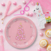 Pink Christmas Tree Paper Plate ペーパープレート (パーティー)