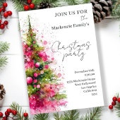  Pink Christmas Tree Party Personalized Invitation シーズンカード