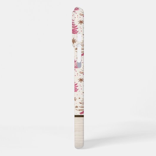 Pink Christmas Tree Phone Case with Name iPhoneケース (左側面)