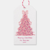 Pink Christmas Tree Pink Bow ギフトタグ (裏面)