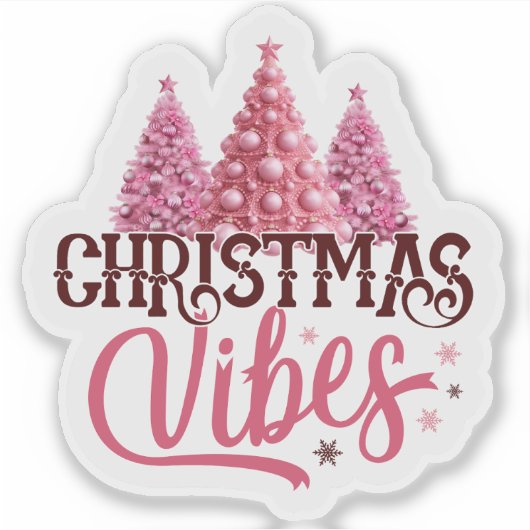 Pink Christmas Tree Sticker シール (正面)