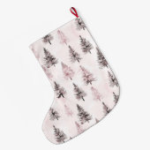 Pink Christmas Trees ラージクリスマスストッキング (裏面 (吊り時))
