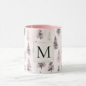 Pink Christmas Trees Monogram マグカップ (中央)