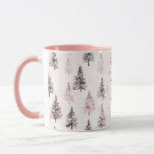 Pink Christmas Trees Monogram マグカップ (左)