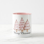 Pink Christmas Trees with Gold Stars マグカップ (中央)