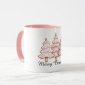 Pink Christmas Trees with Gold Stars マグカップ (正面左)