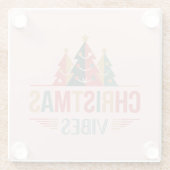 Pink Christmas Vibes Glass Coaster ガラスコースター (裏面)