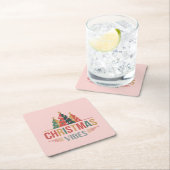 Pink Christmas Vibes Square Coaster Set スクエアペーパーコースター (インサイチュ)