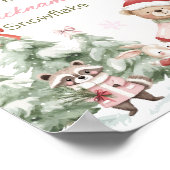 Pink Christmas Winter Woodland Birthday Milestone ポスター (角)