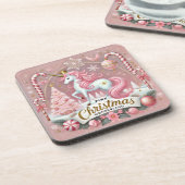 Pink Christmas Wonderland Unicorn コースター (左側)