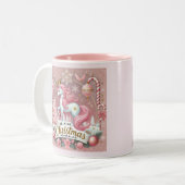 Pink Christmas Wonderland Unicorn ツートーンマグカップ (正面左)