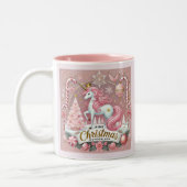 Pink Christmas Wonderland Unicorn ツートーンマグカップ (左)