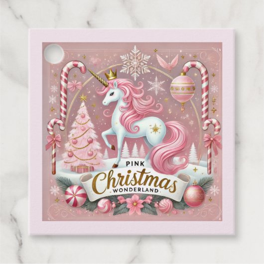 Pink Christmas Wonderland Unicorn フェイバータグ (正面)