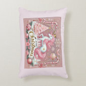 Pink Christmas Wonderland Unicorn Accent Pillow アクセントクッション (正面(垂直))
