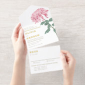 Pink Chrysanthemum Botanical Wedding オールインワン招待状 (切り取り部)