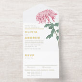 Pink Chrysanthemum Botanical Wedding オールインワン招待状 (内側)