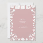 Pink Cielito Lindo First Holy Communion Girl Kneel 招待状 (裏面)