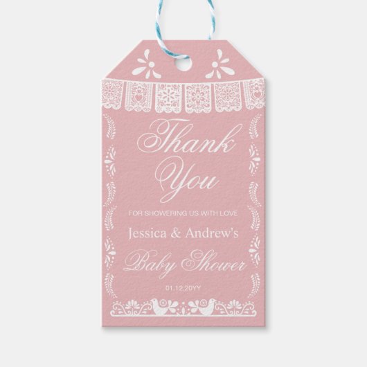 Pink Cielito Lindo Mexican Baby Shower Gift ギフトタグ (正面)