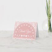 Pink Cielito Lindo Papel Picado Baby Shower サンキューカード (正面)