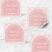 Pink Cielito Lindo Papel Picado Baby Shower スクエアシール